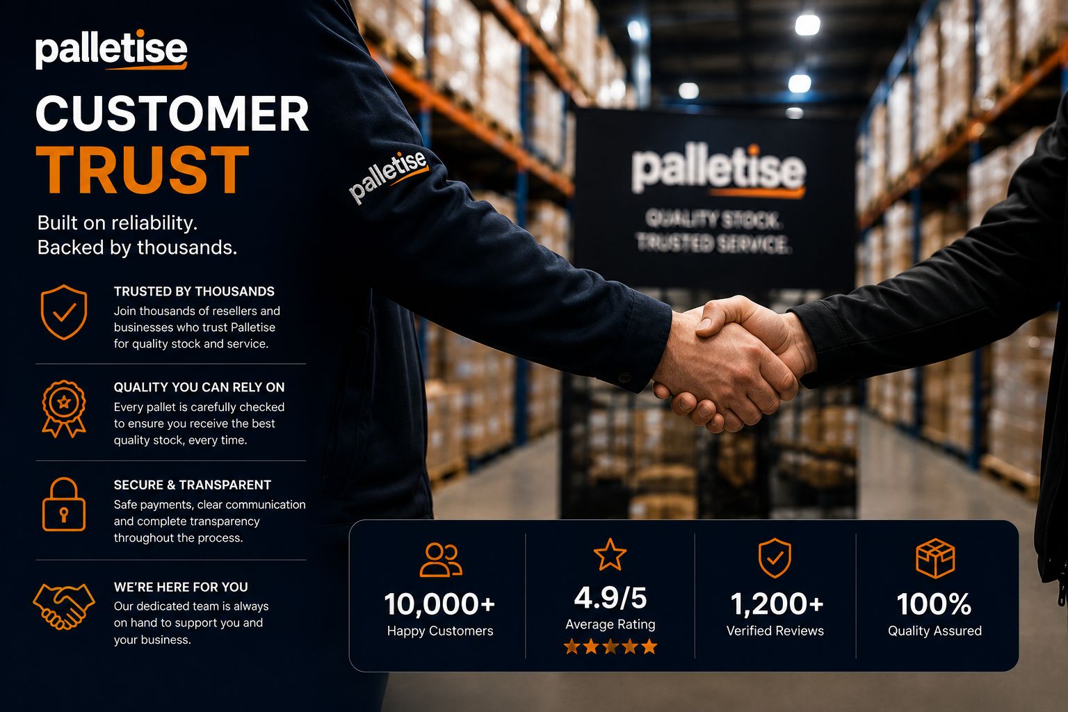 A Palletise representative showing stock information to a customer
