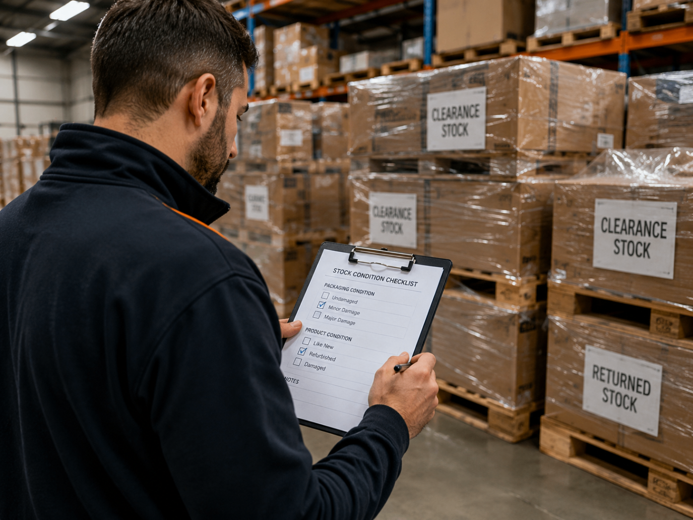 Pallet inspection and product grading with a checklist