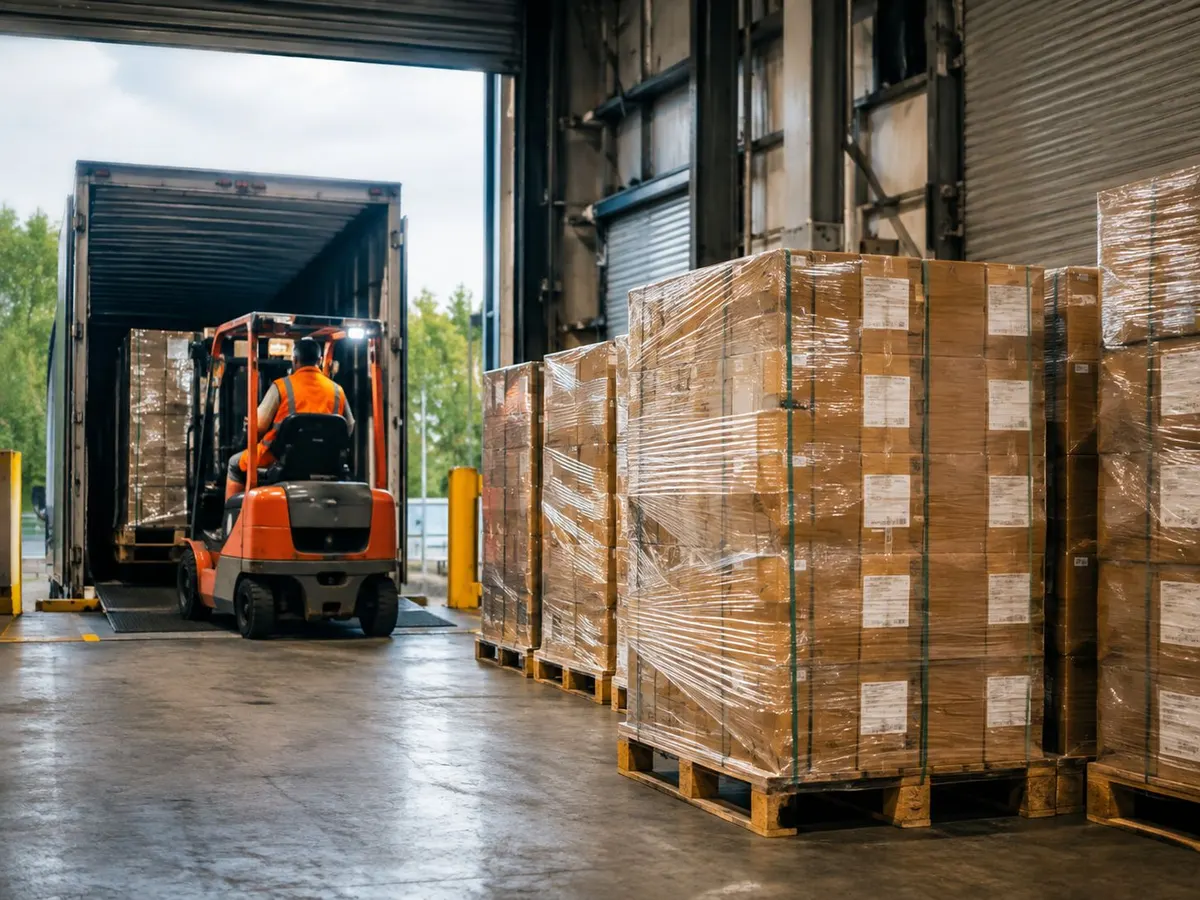 Pallets wrapped, loaded and collected