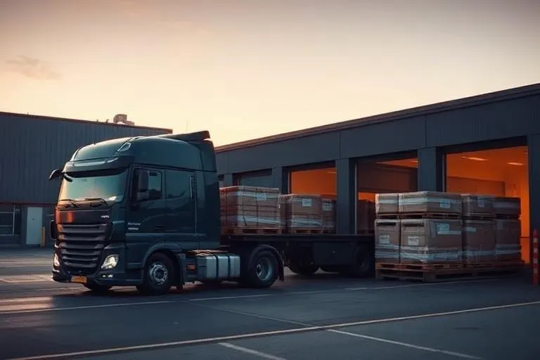 Delivery lorry unloading a pallet with a tail lift